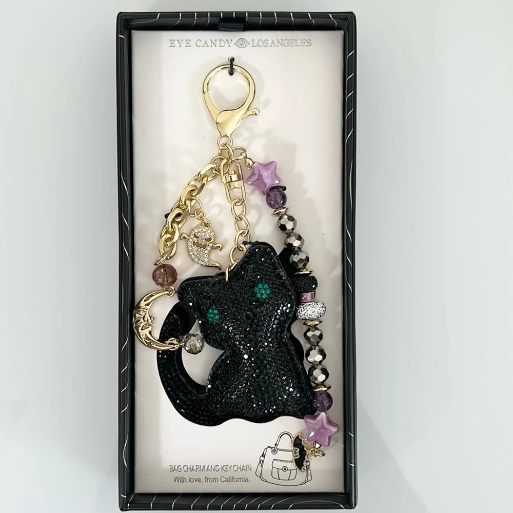 Eye Candy Black Cat Keychain/ Bag Charm New In Box - Picture 9 of 10